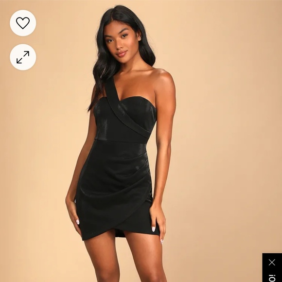 Lulus one shoulder asymmetrical black mini dress medium - Picture 4 of 13